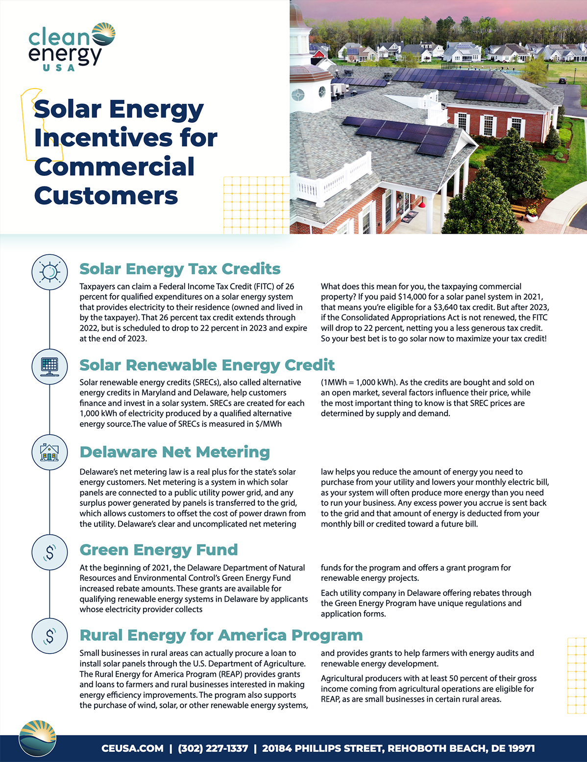 Screenshot of PDF Download for Solar Energy Incentives for Commercial Customers