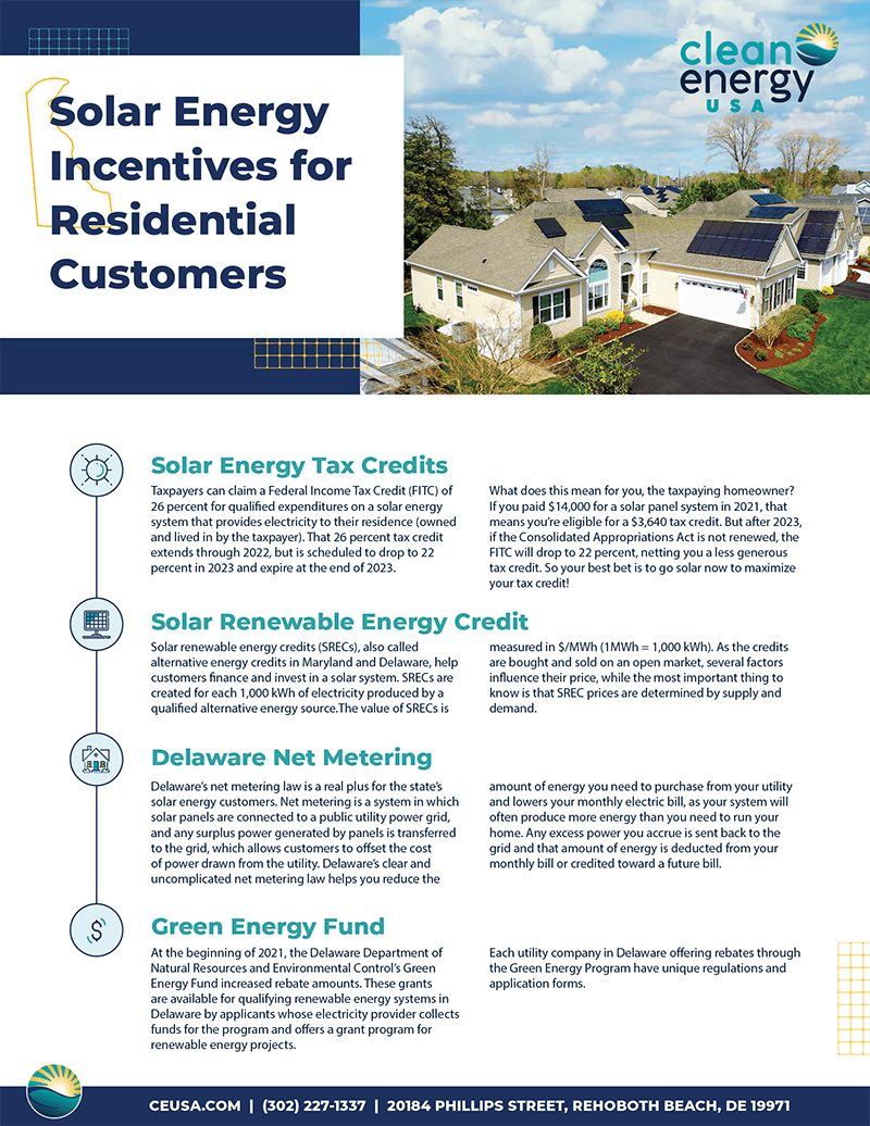 Screenshot of PDF Download for Solar Energy Incentives for Residential Customers